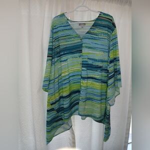 Catherines Blue and Green Striped Top